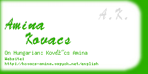 amina kovacs business card